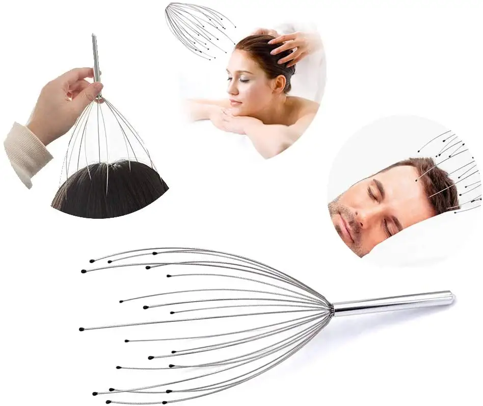 Scalp Head Scratcher for Hair Stimulation Body Relaxing metal octopus head massager metal head massager