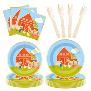 ชุดจานชามกระดาษลายสัตว์เลี้ยงในฟาร์ม DAMAI สำหรับงานเลี้ยงวันเกิดเด็ก ชุดอุปกรณ์บนโต๊ะอาหารแบบใช้แล้วทิ้ง พร้อมจานกระดาษ แก้วกระดาษ สำหรับงานปาร์ตี้ธีมฟาร์ม - Product Image 5
