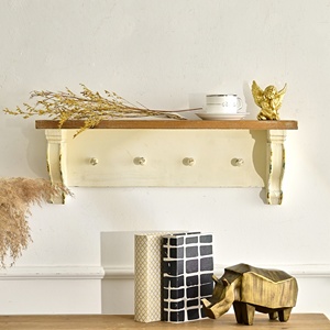 Étagère murale en bois de couleur blanche Art Déco INNOVA pour salon, avec crochet, convertible, multifonctionnelle, supports de rangement - Product Image 1
