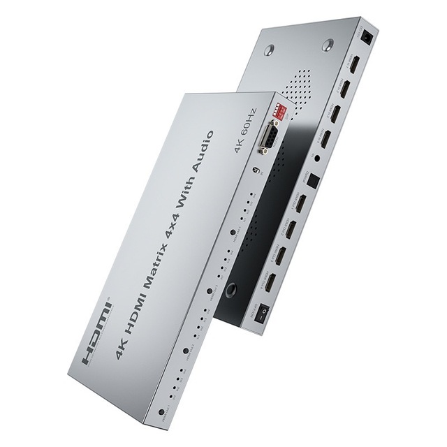 New 4x4 HDTV Matrix Selector 4K HDTV Switch Splitter with Toslink & Stereo Audio 1080p Resolution RS232 & EDID Extractor