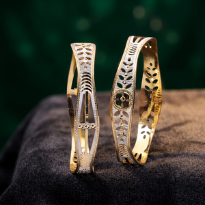 Bracelets bicolores en or rempli CNC en gros, bracelets traditionnels plaqués or bicolore, bracelets tendance, bracelets bicolores à la mode. - Product Image 3