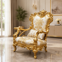 Ensemble de canapés de luxe en tissu de style européen, design classique palais français à feuilles d'or, rembourrés en éponge pour salon
