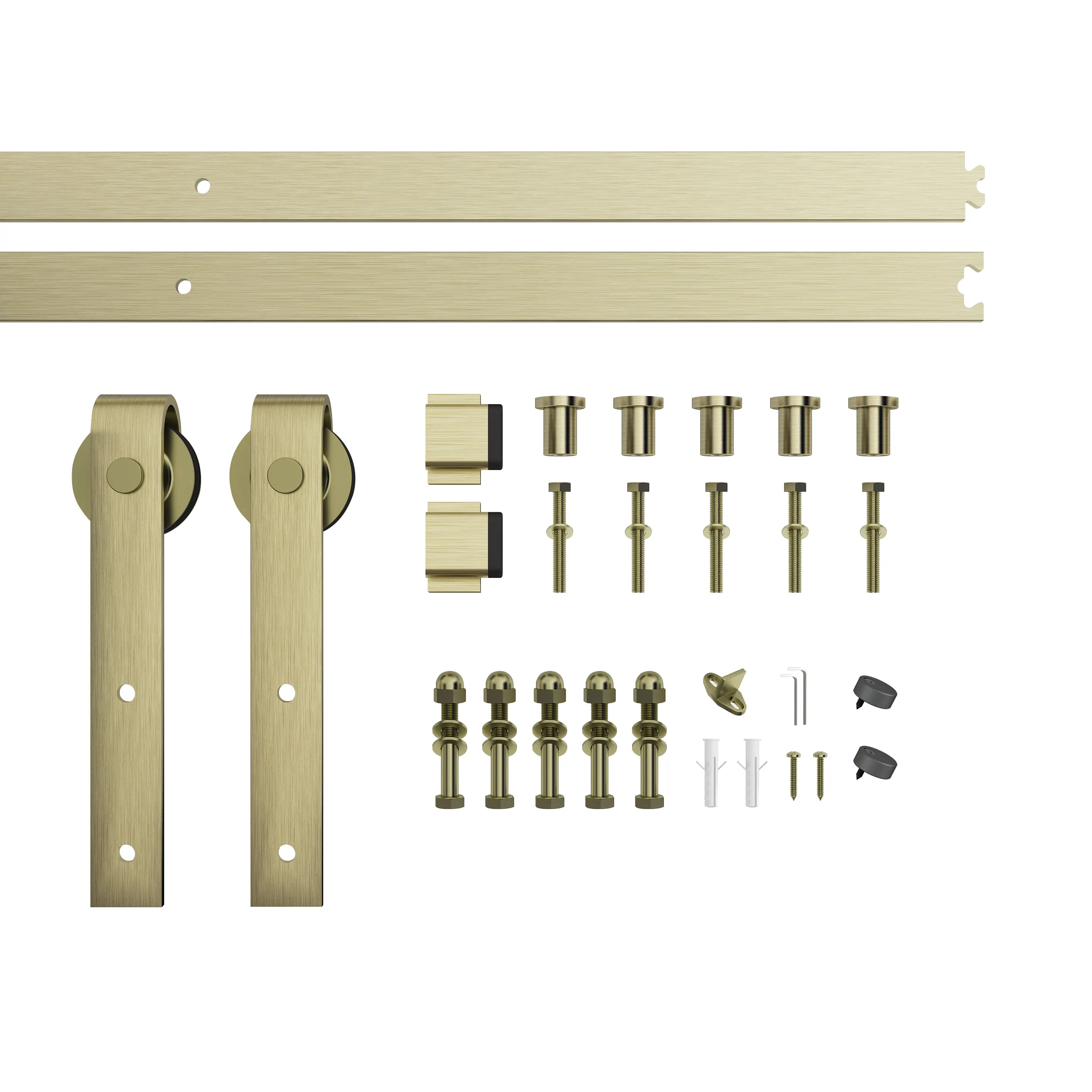 TSQ04-Gold Scheunentor Hardware Gold Galvanik-Finish mit Satin Messing Schiebetür Hardware