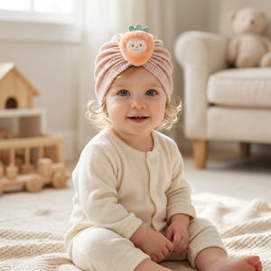 INS 新生児ワッフルソフトボーンレスビーニー幼児用帽子無地コットン子供用四季帽子 - Product Image 1