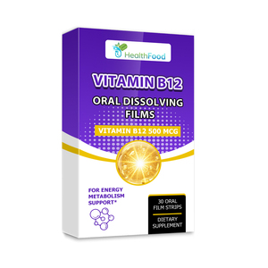 Films Oraux Dissolvants de Vitamine B12 en Gros avec Vitamine B12 pour le Soutien du Métabolisme Énergétique et la Santé Cérébrale, Saveur Framboise - Product Image 1