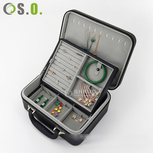 Organiseurs de bijoux portables en cuir personnalisés, en cuir PU, multi-couches, boîte de rangement pour bijoux, pour anneaux, boucles d'oreilles, colliers - Product Image 1