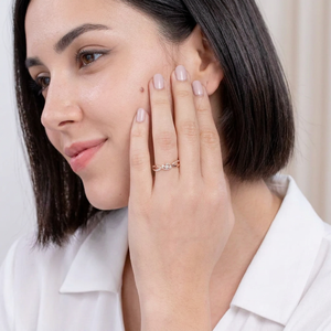 Bague à trois pierres en diamant de laboratoire de 0,50 ct, argent sterling 925 et or massif 14 carats, fournisseur en gros OEM ODM - Product Image 6
