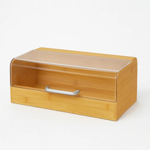 Contenitore cucina di grande capacità rettangolo di bambù scatola di pane con coperchio <span class=keywords><strong>trasparente</strong></span> Logo personalizzato contenitore per il pane - Product Image 4