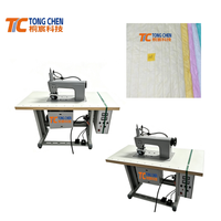 Machine de soudage par ultrasons et de couture pour la fermeture des bords, pour sacs textiles et tissus non-tissés, alimentation manuelle, moteur central