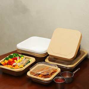 Disposable Container Salad Kraft <b>Paper</b> <b>Bowl</b> With Lid Octagonal <b>Paper</b> <b>Bowl</b> Food Container for Salad Kraft <b>Paper</b> Lunch Box - Product Image 2