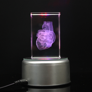 Cubo di Cristallo con Modello Umano a Cuore Inciso al Laser 3D, per Regali e Souvenir Didattici Ospedalieri - Product Image 4
