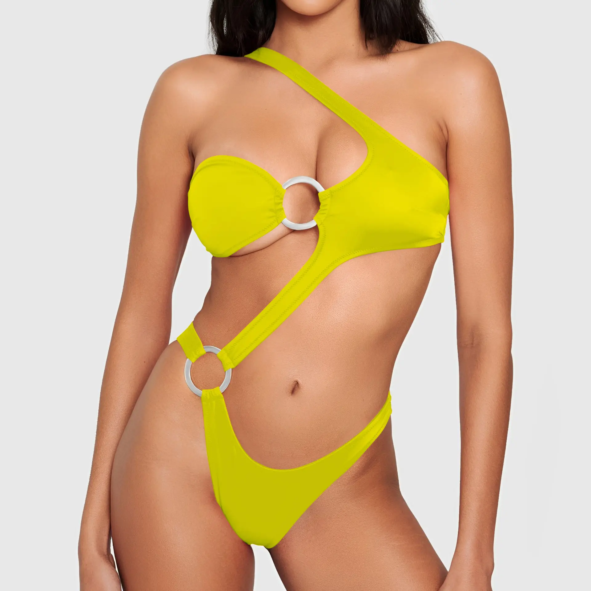 Beautyshow Yellow Customized Summer Sportswear Adults Beachwear Sustainable Bikini High Waist Swimwear Manufacturer
