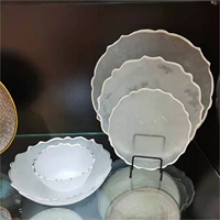 Ensemble de vaisselle pour événements en gros, assiettes plates en verre rose et bol à soupe