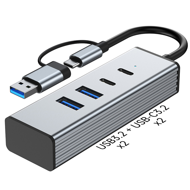 For Type C Port Phones Computers High-quality New Type-C to Usb3.2*2 (10Gbps Transfer Speed) +TYPE-C3.2*2 Hub