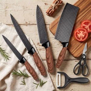 Wholesale 8 Pieces Cutlery <b>Set</b> Stainless Steel Kitchen <b>Knife</b> <b>Set</b> with Anti-Rust Coating Blade and Wood Grain PP Handle - Product Image 2