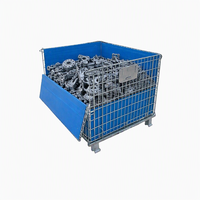 Caisse de rangement en treillis métallique galvanisé empilable avec roues pour usage industriel
