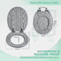 Siège de toilette en bois moulé à fermeture douce avec charnière en alliage de zinc, couvercle WC classique en MDF à fixation supérieure |   Siège de toilette