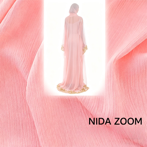 Rich Super Black Color 100% Polyester <strong>Nida</strong> Zoom <strong>Fabric</strong> For Deep Color Abaya And Islamic Fashion - Product Image 2