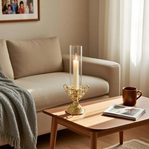 Nouveau style pour la décoration de fête et de mariage, centre de table de mariage, candélabre en cristal à 5 bras, 15 pouces de haut, acrylique transparent, fournitures de fête - Product Image 2