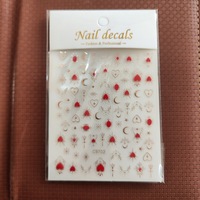 Autocollants pour ongles gothiques noirs et rouges, imperméables, motifs lune, étoile, cœur, pour un design d'ongles d'Halloween sorcière