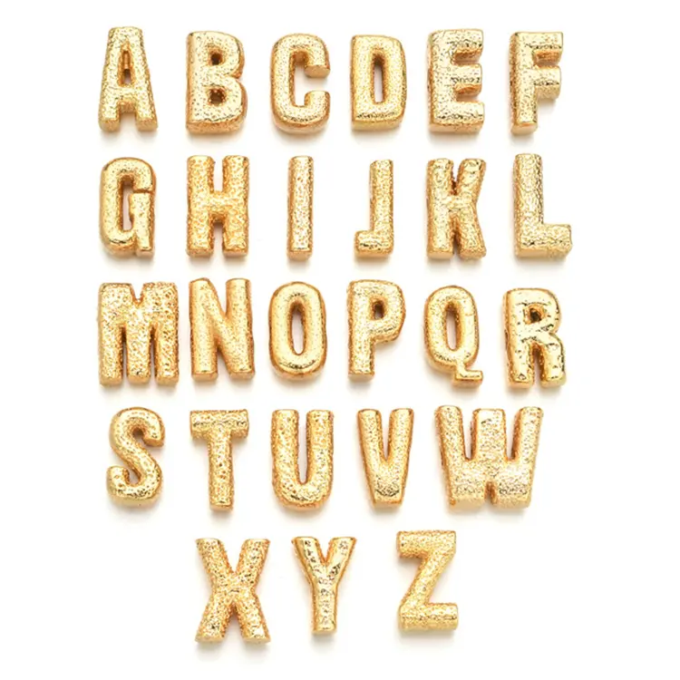 Toàn Cầu Bán Buôn 26 Piece A-Z Vàng Bạc Bảng Chữ Cái Màu Hạt Diy Bracelet Vòng Cổ Trang Sức