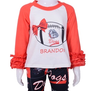 Servicio OEM Personalizado, Conjunto de Pantalones con Estampado de Campana y Volantes de Manga Larga para Niñas, 2 Piezas, Spandex/Algodón Orgánico, Estilo Inglés - Product Image 4