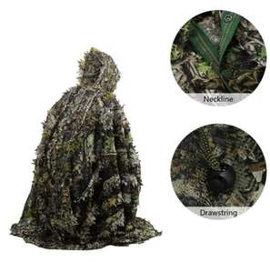 2023 traje de camuflaje 3D táctico hojas capa de camuflaje traje de sigilo caza Poncho desierto senderismo capa de aventura - Product Image 3