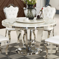 Moderner minimalisti scher luxuriöser Esstisch aus Edelstahl marmor Home Dining Runder Tisch mit rundem Plattenspieler-Tisch und Stühlen