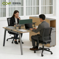 Bureau de travail ergonomique moderne en bois pour 2 personnes, postes de travail modulaires pour ordinateur portable