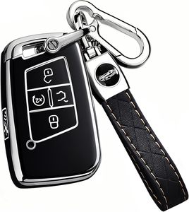 Housse de clé pour Volkswagen avec porte-clés, étui de clé en TPU compatible avec VW SEL GLI Passat Arteon, protection de démarrage à distance - Product Image 1
