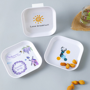 Plateau carré de 6 pouces en mélamine pour enfants, mini plateau de service de dessert au lait pour le petit déjeuner - Product Image 5