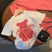 Tenue d'été pour filles, style coréen, t-shirt à imprimé de dessin animé, pantalon en jean évasé, ensemble deux pièces à la mode pour bébé, filles en bas âge