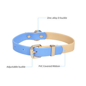 맞춤형 애완견 가죽 끈 PVC 마카롱 컬러 개 목걸이 및 가죽 끈 세트, 방수, 먼지 방지, 내구성, 조정 가능한 개 체인 - Product Image 3