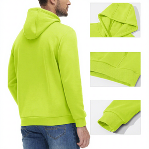 <b>Men</b> Hooded Regular Fit Cotton <b>Fleece</b> Casual Autumn Wear Long Sleeve Pocket Design Knitted Solid <b>White</b> - Product Image 5