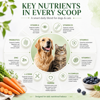 Poudre multivitaminée premium pour chiens et chats, soutien immunitaire, complément de bien-être quotidien avec probiotiques, 200g, marque privée