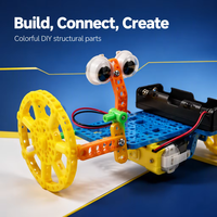 Kit Robot Listrik Plastik Berbentuk Kartun yang Dapat Dirakit, Set Eksperimen Sains STEM, Mainan Edukasi Anak, Perakitan DIY Bermotor