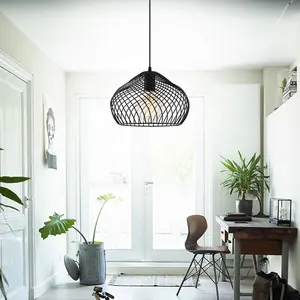 सस्ते लटकन पिंजरे प्रकाश फिक्स्चर नई काले Luminaire फिटिंग आधुनिक कमरे में रहने वाले लौह धातु एलईडी लैंप