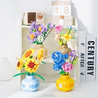 Model Bunga 3D Rakitan Desain Terbaru Mawar Bunga Matahari Blok Bangunan 500+pcs Plastik DIY Buket Romantis Vas Kotak Hadiah Set