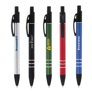 Retractable Black Plastic <b>Ballpoint</b> <b>Pen</b> with Silver Accents, Custom Logo Printed Promotional <b>Pen</b> for Office, School - Product Image 1