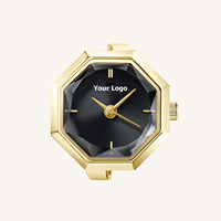 Montre bague pour femme plaquée or 18 carats, montre à quartz en acier inoxydable, coffret cadeau pour mariage, fête, logo personnalisé