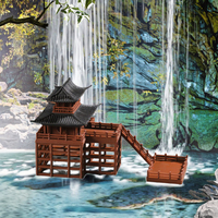 Modèle 3D miniature de maison chinoise traditionnelle à deux étages sur échasses, style ancien, ornement de paysage aquatique et terrestre pour cour