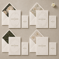 Ensemble d'invitations de mariage élégantes avec couronne en relief, cartes personnalisées imprimées pour les détails du mariage et les réponses RSVP