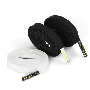 Sneaker personnalisée de haute qualité, 120 cm de long, noire et blanche, en polyester, plate de 11 mm, avec embouts imprimés du logo - Product Image 1