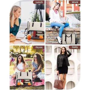 <span class=keywords><strong>Sac</strong></span> <span class=keywords><strong>isotherme</strong></span> de pique-nique 3 en 1 en cuir PU matelassé, imperméable, tendance, avec bandoulière, pour <span class=keywords><strong>femme</strong></span>, <span class=keywords><strong>sac</strong></span> à main pour ordinateur portable - Product Image 6