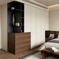 Armoire de dressing sur mesure avec 4 portes, façade miroir, tiroir, étagère à chaussures, organisateur, porte-cravates et accessoires pour chambre à coucher