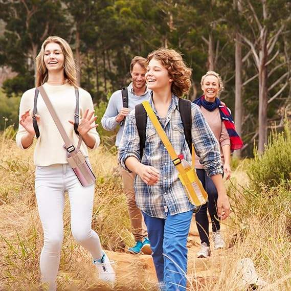 Water Bottle Carrier Sling with Adjustable Shoulder Strap for