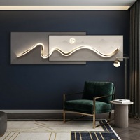 Décoration de salon abstraite minimaliste moderne de luxe, cadre noir/doré surdimensionné, toile de fond pour canapé, cadre de miroir lisse, art mural