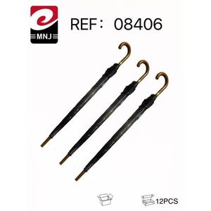 MNJ Umbrella Black Mesh Design Gold Hook Handle 12Pcs Pack - Product Image 3