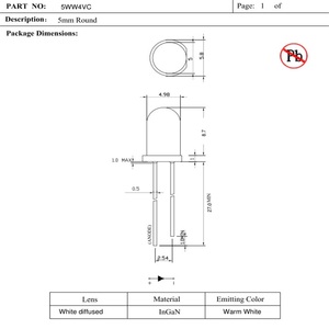 Vanfun 5mm tête LED Diode bande transparente sans bordure émettant blanc rouge bleu vert lumière 5V Max inverse Volta 1W Max trou de puissance - Product Image 3