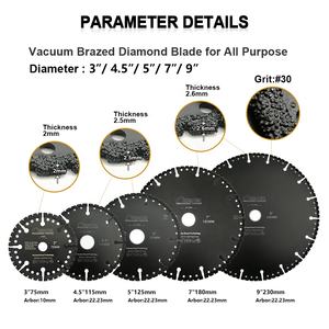3 ''/4.5''/ 5 ''/ 7''/9 ''金属鋼管プレートを切断するための万能真空ろう付けダイヤモンドカッティングディスク解体鋸刃 - Product Image 4